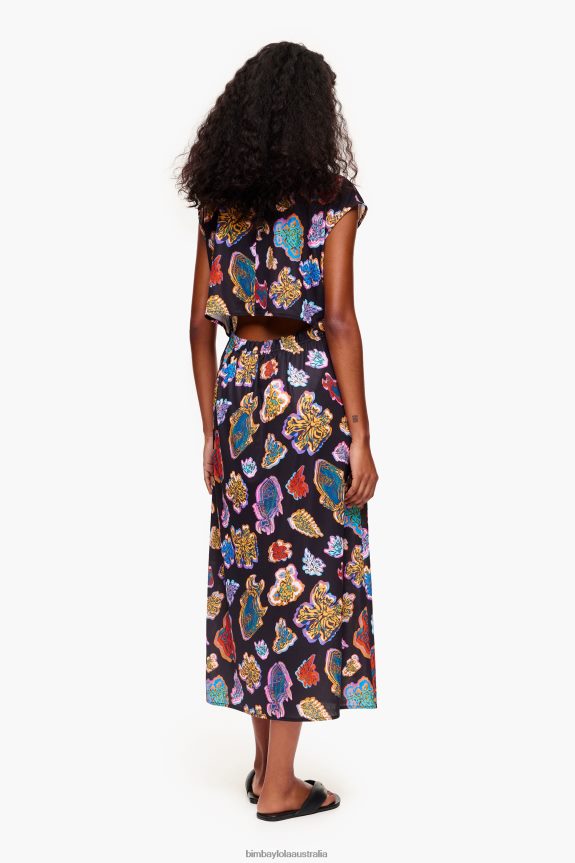 Clothing 4062VZ176 Black Bimba Y Lola Long Fish Sea Dress