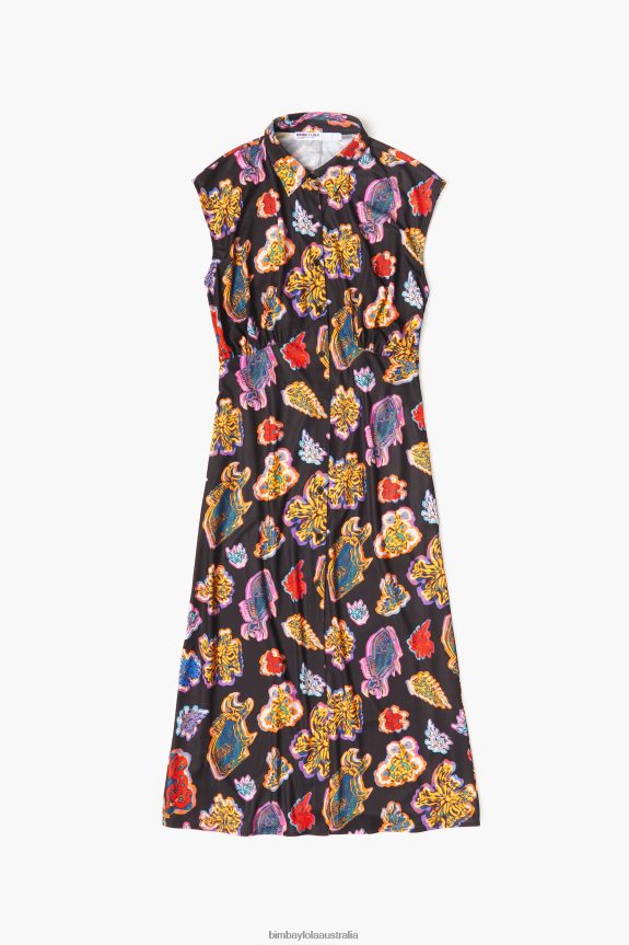 Clothing 4062VZ176 Black Bimba Y Lola Long Fish Sea Dress