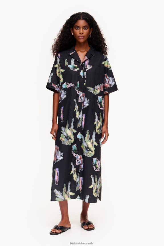 Clothing 4062VZ182 Gray Bimba Y Lola Coral Print Shirt Dress