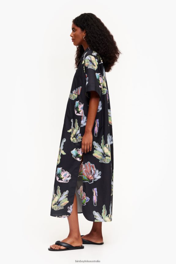 Clothing 4062VZ182 Gray Bimba Y Lola Coral Print Shirt Dress
