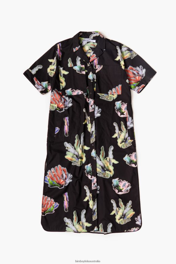Clothing 4062VZ182 Gray Bimba Y Lola Coral Print Shirt Dress