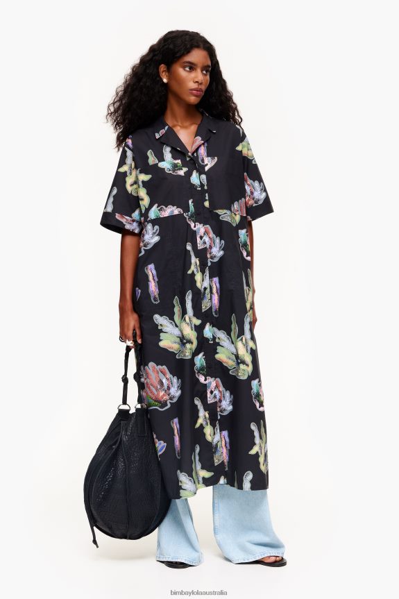 Clothing 4062VZ182 Gray Bimba Y Lola Coral Print Shirt Dress