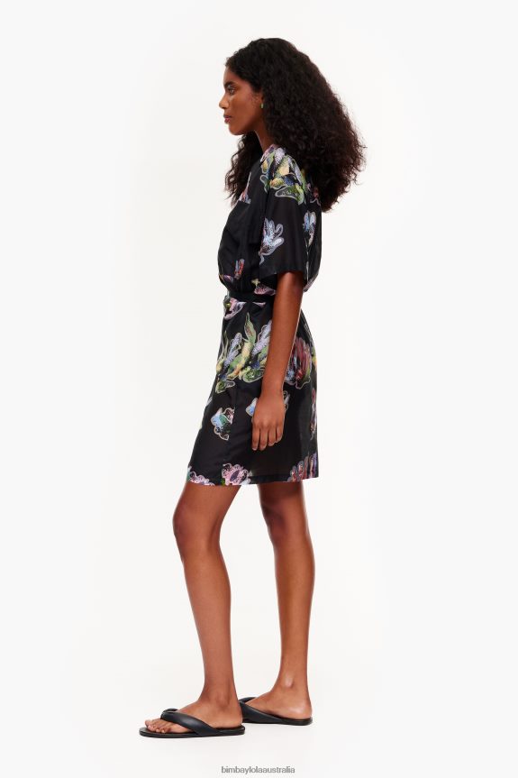 Clothing 4062VZ185 Gray Bimba Y Lola Coral Print Sarong Dress