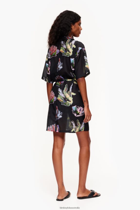 Clothing 4062VZ185 Gray Bimba Y Lola Coral Print Sarong Dress