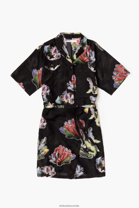 Clothing 4062VZ185 Gray Bimba Y Lola Coral Print Sarong Dress