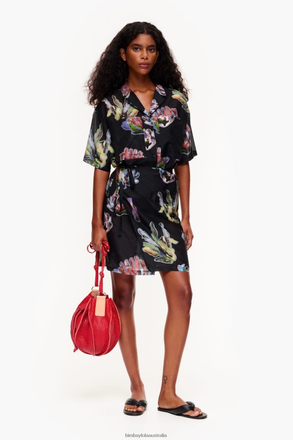 Clothing 4062VZ185 Gray Bimba Y Lola Coral Print Sarong Dress