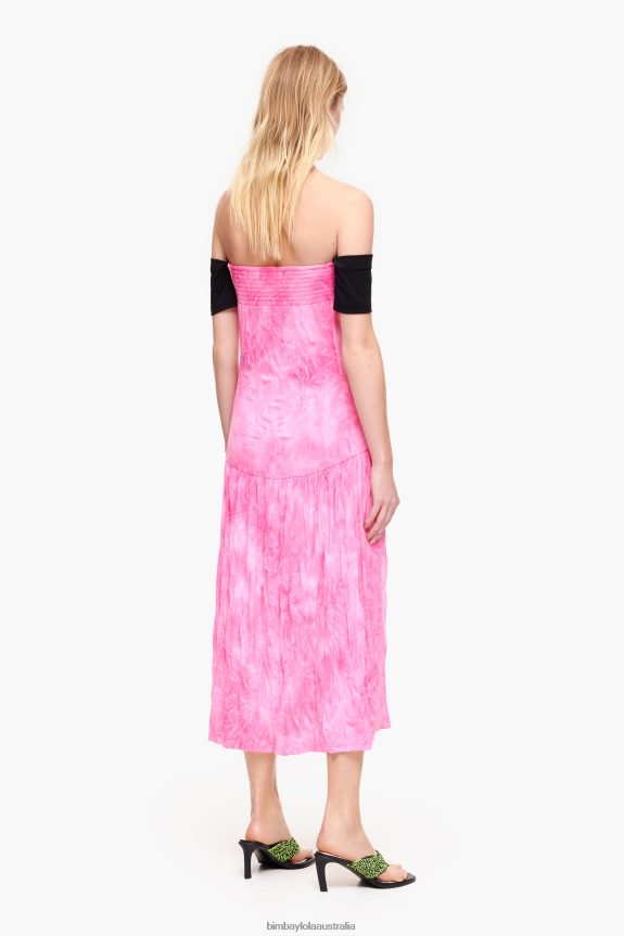 Clothing 4062VZ189 Pink Bimba Y Lola Fluid Midi Dress