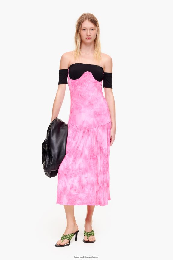 Clothing 4062VZ189 Pink Bimba Y Lola Fluid Midi Dress
