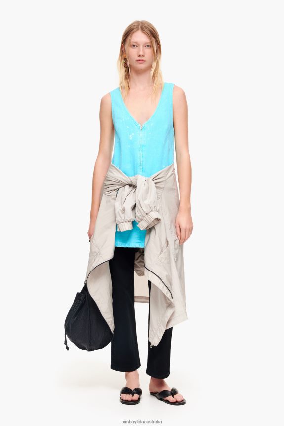 Clothing 4062VZ193 Turquoise Bimba Y Lola Short Denim Dress
