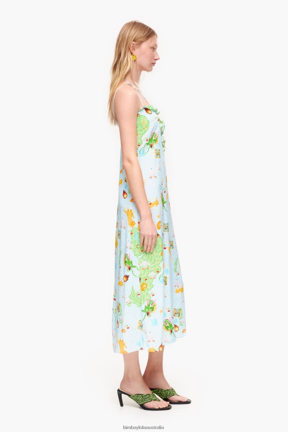 Clothing 4062VZ196 Blue Bimba Y Lola Vigo Game Print Fluid Dress