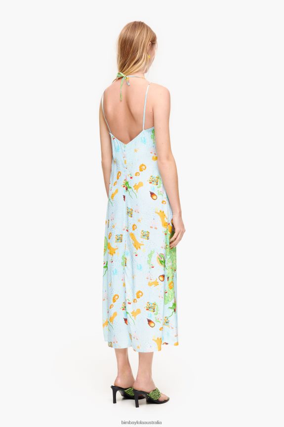 Clothing 4062VZ196 Blue Bimba Y Lola Vigo Game Print Fluid Dress