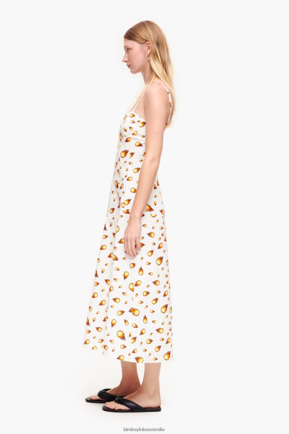 Clothing 4062VZ197 White Bimba Y Lola Fire Print Maxi Dress