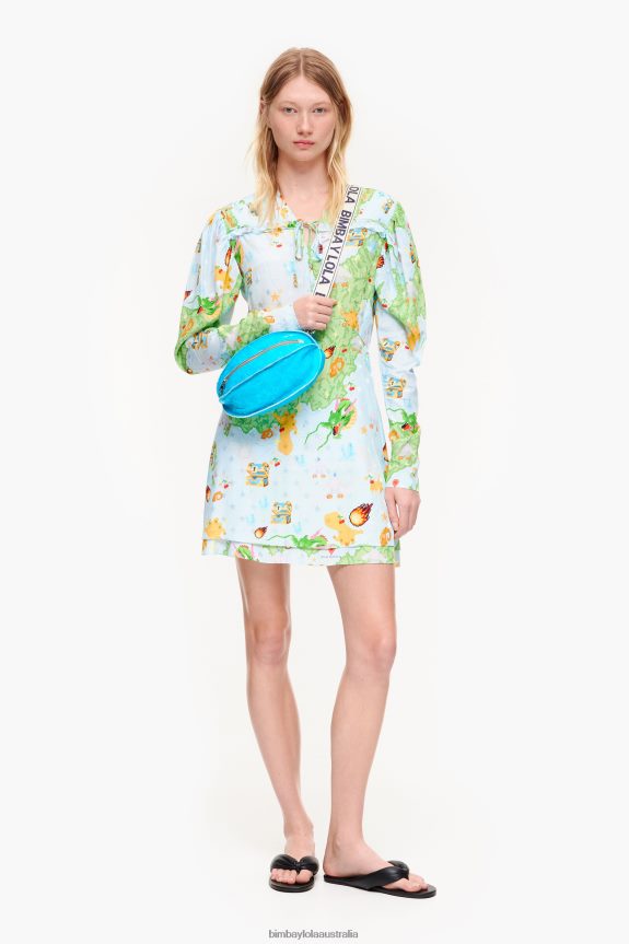 Clothing 4062VZ198 Fluid Bimba Y Lola Short Vigo Game Print Jacquard Dress