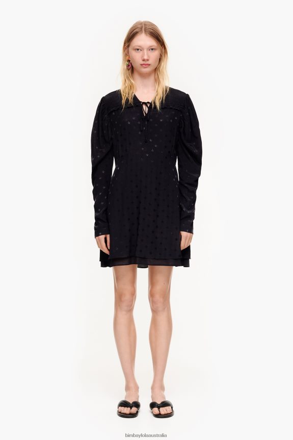 Clothing 4062VZ199 Black Bimba Y Lola Short Fluid Jacquard Dress