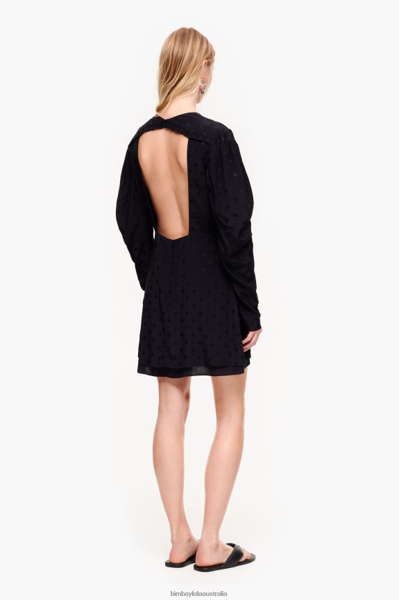 Clothing 4062VZ199 Black Bimba Y Lola Short Fluid Jacquard Dress