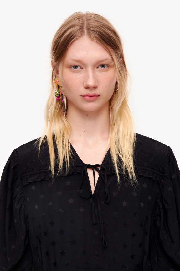 Clothing 4062VZ199 Black Bimba Y Lola Short Fluid Jacquard Dress