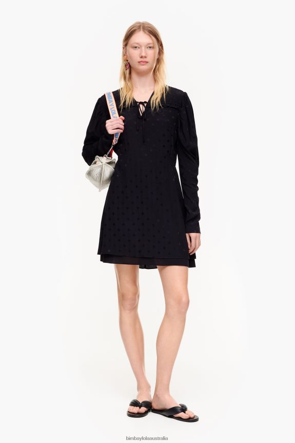 Clothing 4062VZ199 Black Bimba Y Lola Short Fluid Jacquard Dress
