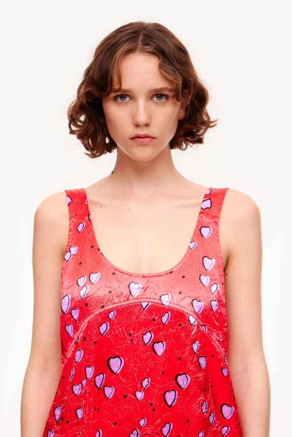 Clothing 4062VZ201 Red Bimba Y Lola Small Heart Print Dress