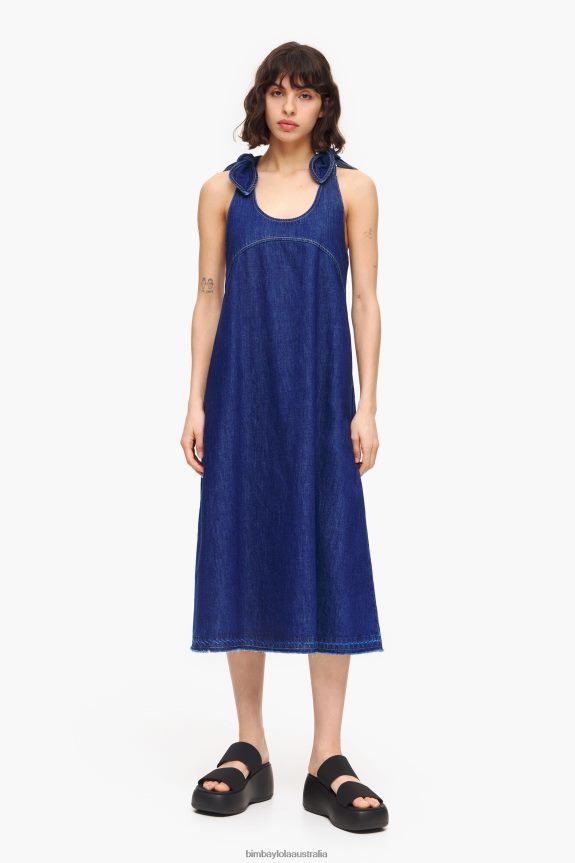Clothing 4062VZ202 Blue Bimba Y Lola Dark A-Line Denim Dress