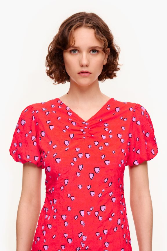 Clothing 4062VZ205 Red Bimba Y Lola Small Hearts Print Mini Dress