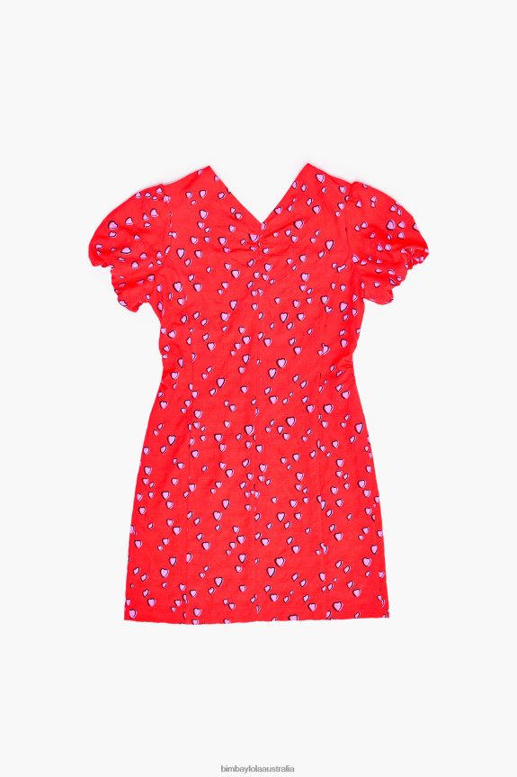 Clothing 4062VZ205 Red Bimba Y Lola Small Hearts Print Mini Dress