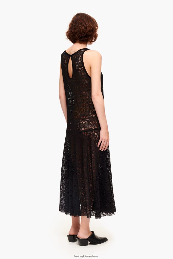 Clothing 4062VZ208 Black Bimba Y Lola Openwork Maxi Dress