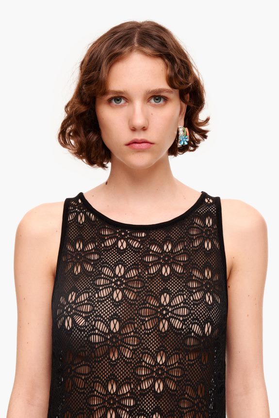 Clothing 4062VZ208 Black Bimba Y Lola Openwork Maxi Dress