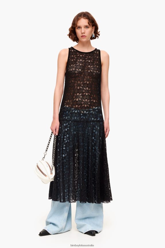 Clothing 4062VZ208 Black Bimba Y Lola Openwork Maxi Dress