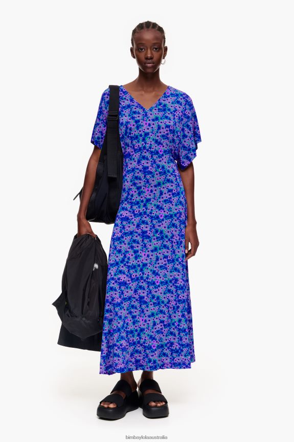 Clothing 4062VZ209 Flowers Bimba Y Lola Full Print Midi Dress
