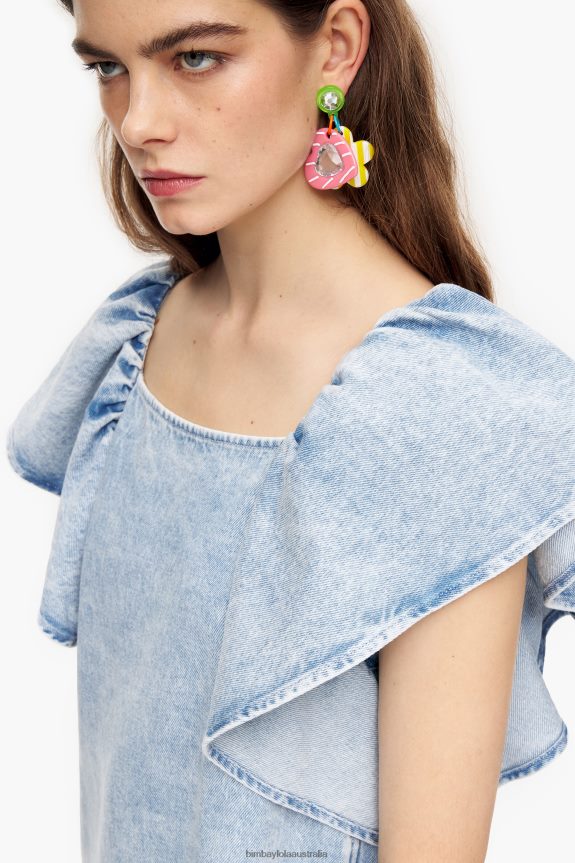 Clothing 4062VZ213 Blue Bimba Y Lola Light Denim Mini Dress