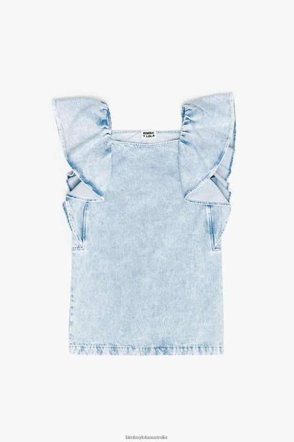 Clothing 4062VZ213 Blue Bimba Y Lola Light Denim Mini Dress