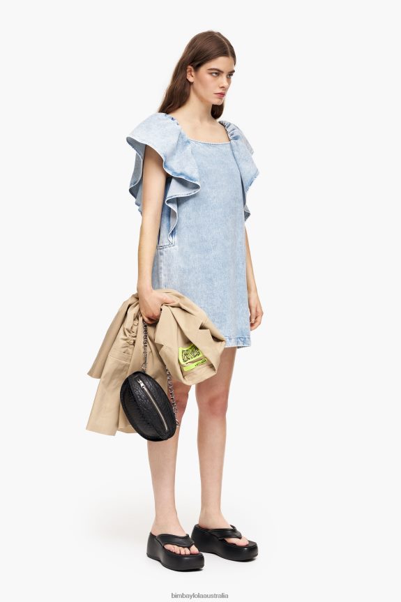 Clothing 4062VZ213 Blue Bimba Y Lola Light Denim Mini Dress