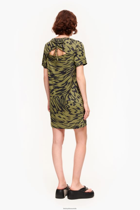Clothing 4062VZ220 Khaki Bimba Y Lola Short Two-Tone Butterfly Wing Dress