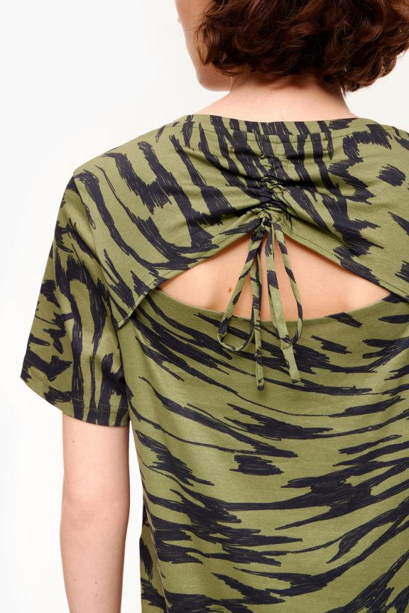 Clothing 4062VZ220 Khaki Bimba Y Lola Short Two-Tone Butterfly Wing Dress