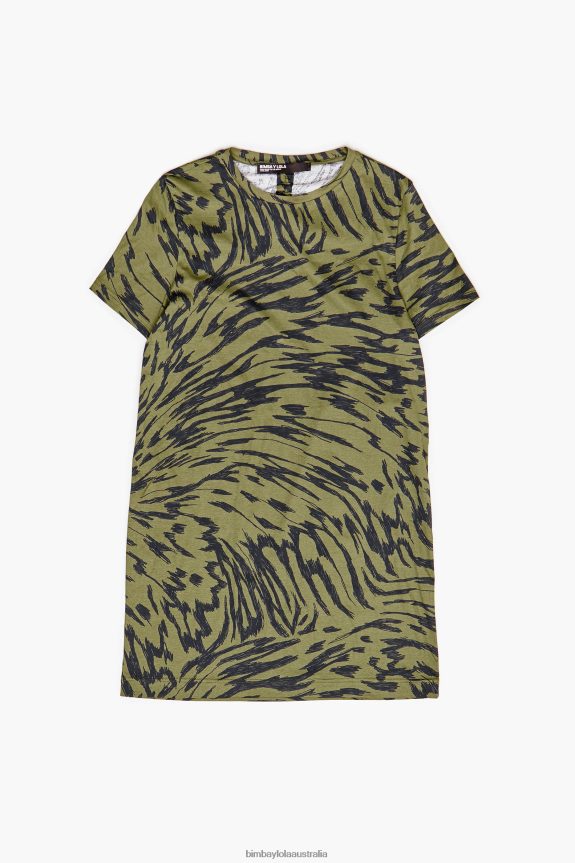 Clothing 4062VZ220 Khaki Bimba Y Lola Short Two-Tone Butterfly Wing Dress