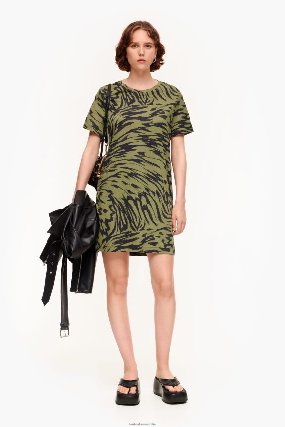 Clothing 4062VZ220 Khaki Bimba Y Lola Short Two-Tone Butterfly Wing Dress