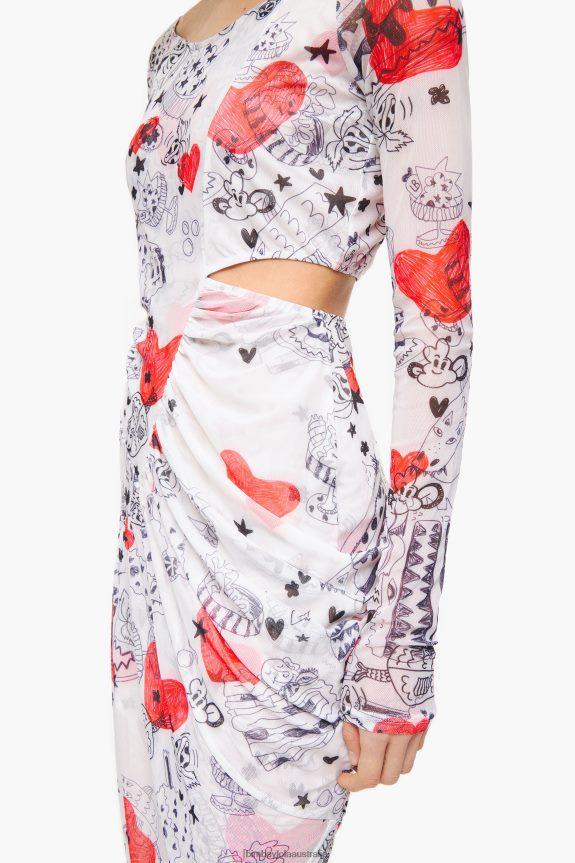 Clothing 4062VZ224 Nickname Bimba Y Lola Heart Print Fitted Midi Dress