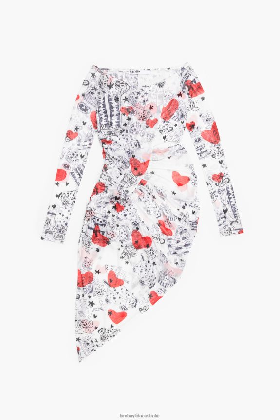 Clothing 4062VZ224 Nickname Bimba Y Lola Heart Print Fitted Midi Dress