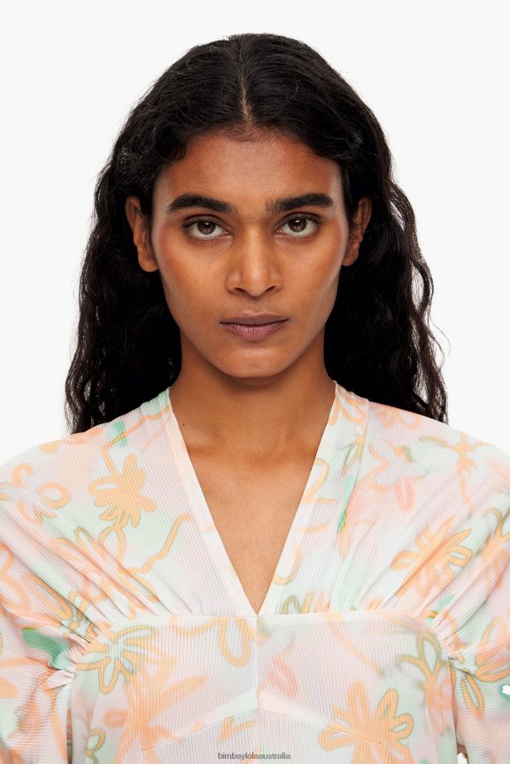 Clothing 4062VZ234 Graffiti Bimba Y Lola Flowers Print Jersey-Knit Midi Dress
