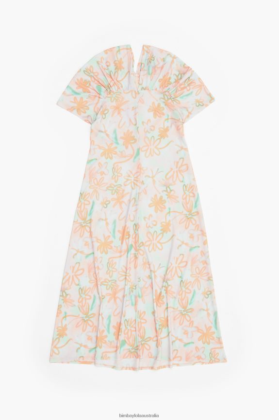 Clothing 4062VZ234 Graffiti Bimba Y Lola Flowers Print Jersey-Knit Midi Dress