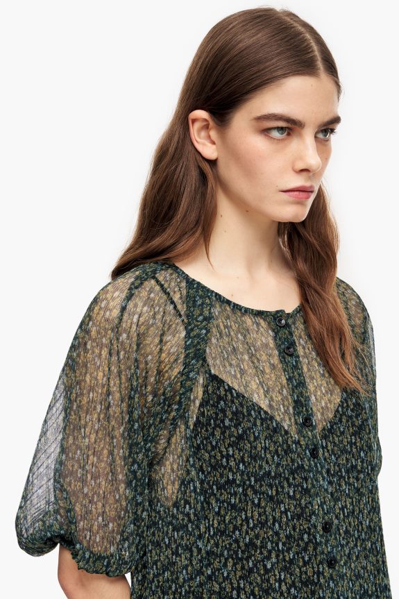 Clothing 4062VZ236 Green Bimba Y Lola Romantic Flowers Print Midi Dress