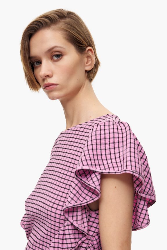 Clothing 4062VZ238 Pink Bimba Y Lola Checked Fitted Mini Dress