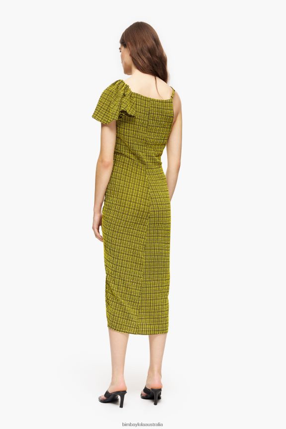 Clothing 4062VZ240 Yellow Bimba Y Lola Fluid Midi Dress Squares