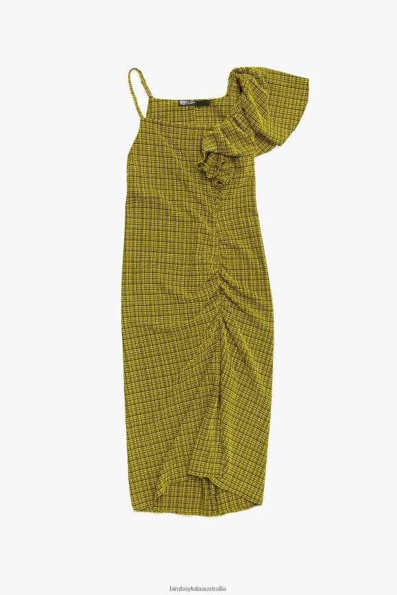 Clothing 4062VZ240 Yellow Bimba Y Lola Fluid Midi Dress Squares