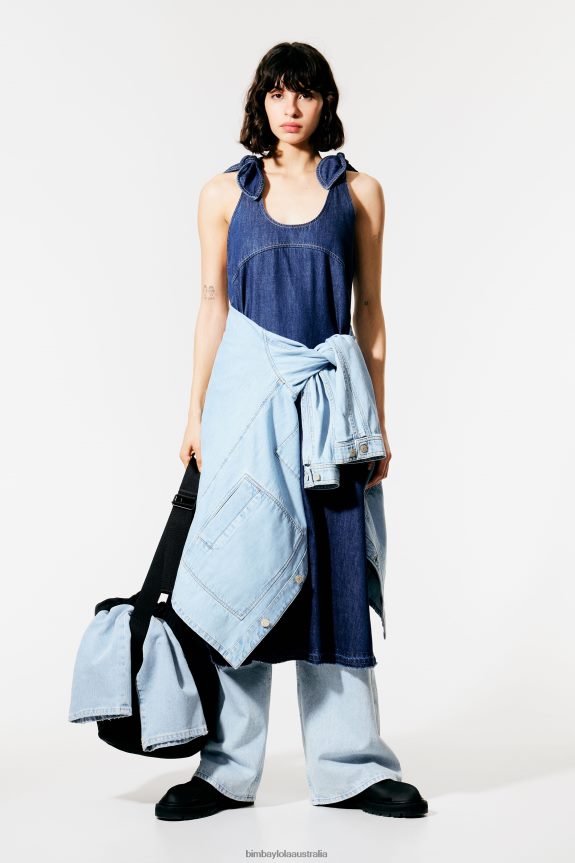 Clothing 4062VZ510 Blue Bimba Y Lola Dark A-Line Denim Dress
