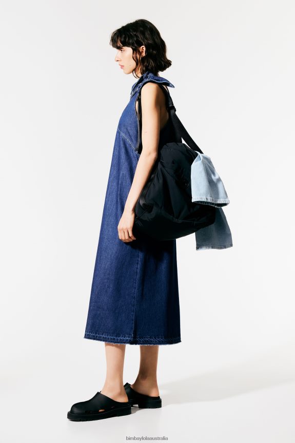 Clothing 4062VZ511 Blue Bimba Y Lola Dark A-Line Denim Dress