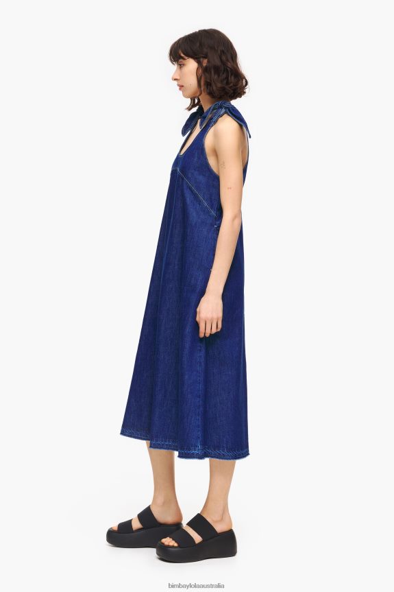 Clothing 4062VZ513 Blue Bimba Y Lola Dark A-Line Denim Dress