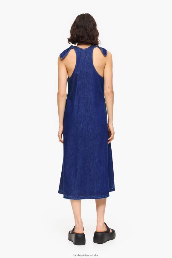 Clothing 4062VZ513 Blue Bimba Y Lola Dark A-Line Denim Dress
