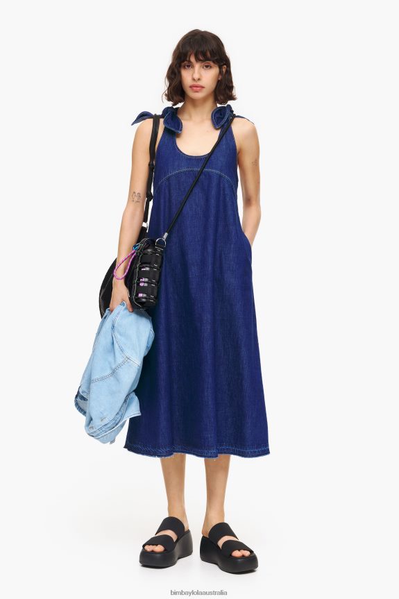 Clothing 4062VZ513 Blue Bimba Y Lola Dark A-Line Denim Dress