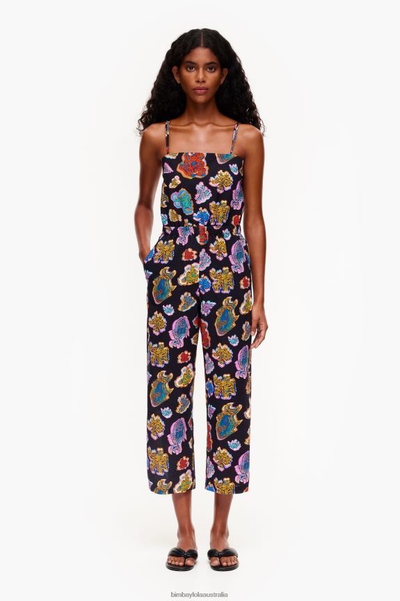 Clothing 4062VZ177 Black Bimba Y Lola Long Fish Sea Fluid Jumpsuit